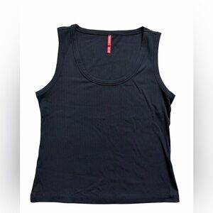 Spanx Smoothing Ribbed Scoop Neck Tank Top XL Black Stretch Layering Top NWOT